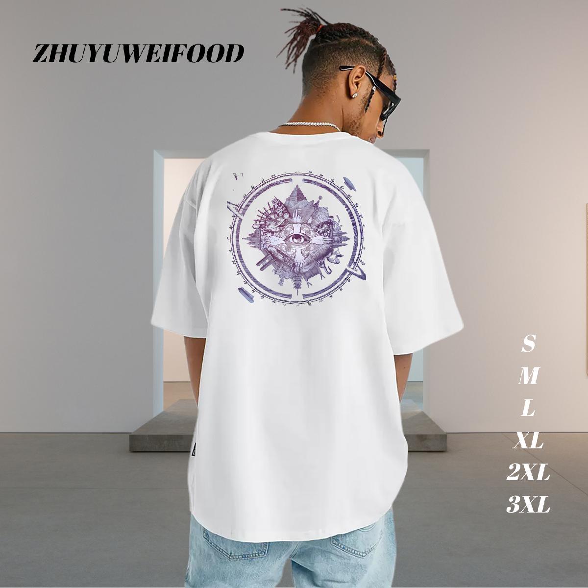 Casual New T-Shirts eye of the devil Tee Shirt 230g 100% Cotton Spring Summer Loose Fit Customized Breathable Soft Men Tees