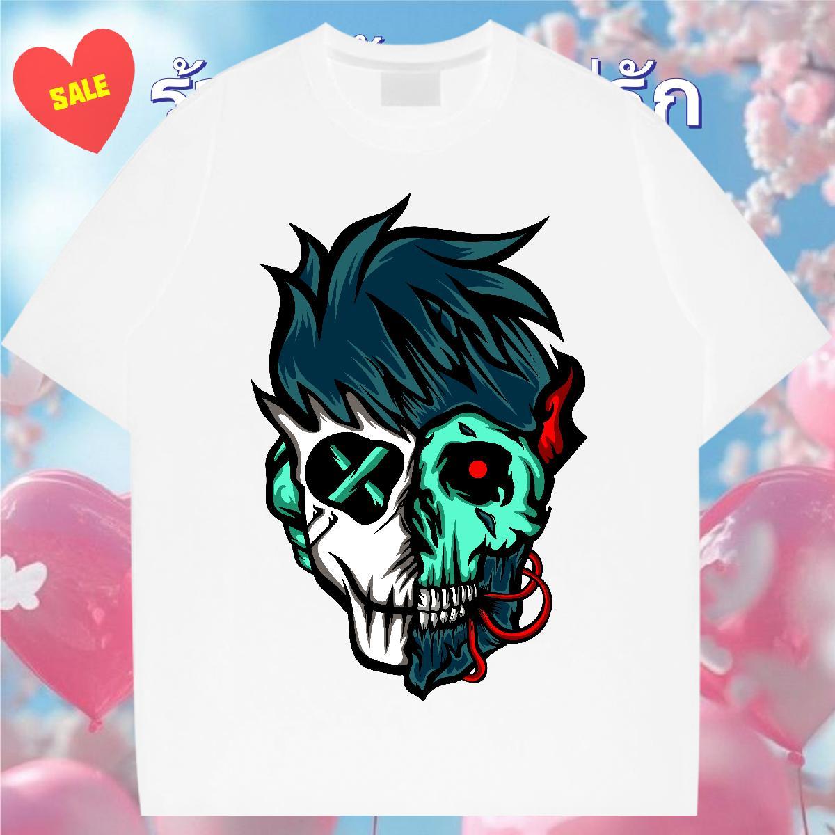 New Designer Man T Shirts skull Polos 230g Pure Cotton Casual Beach Soft Black White Round Neck Short Sleeve Men Tees