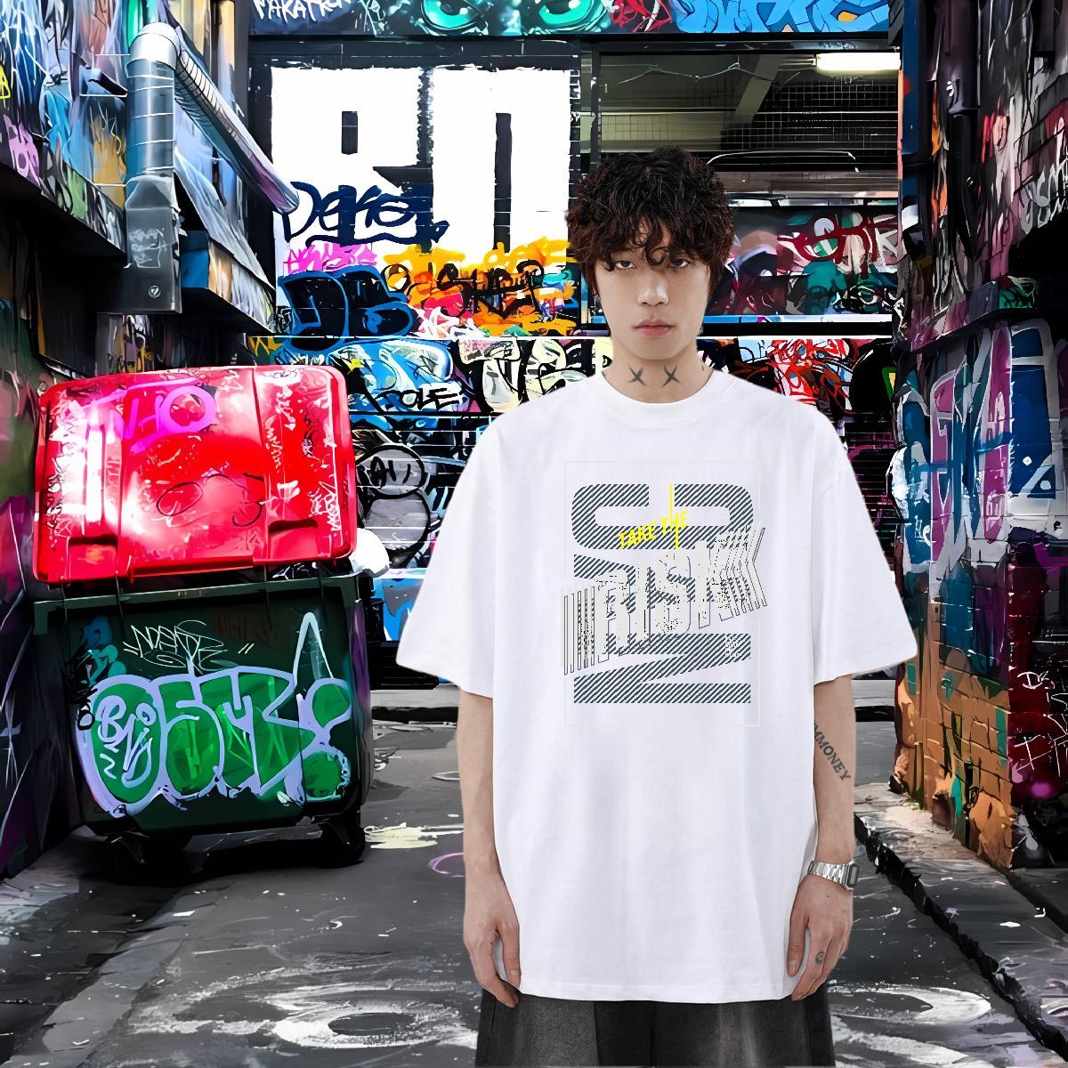 2024 DIY T-Shirts letter Clothings 230g Cotton Casual Beach Soft Custom Print Oversized Round Neck Short Sleeve Men Tshirts