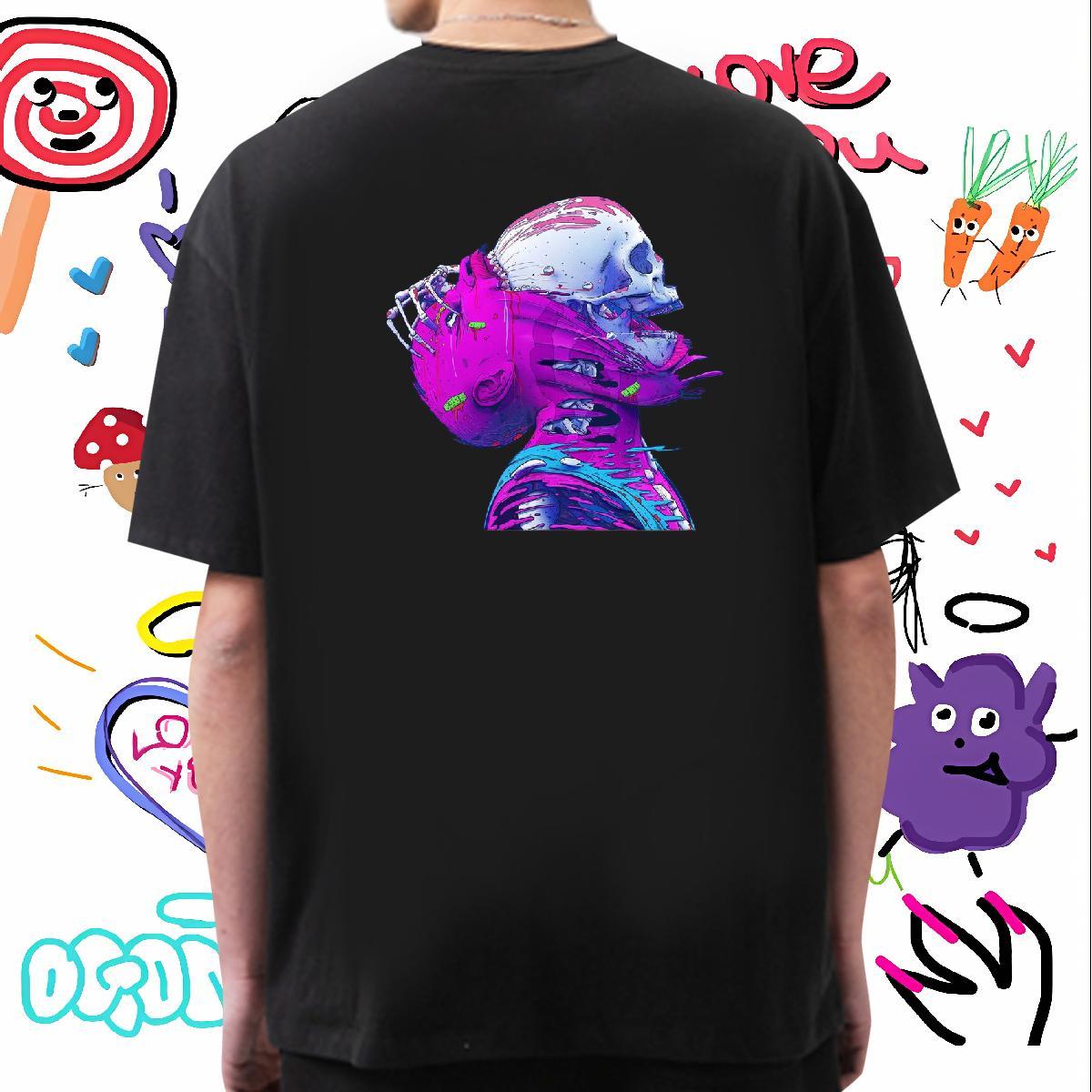 Fashion New T Shirt For Man skull Top Tees 230g Cotton Hip Hop Street Loose Fit Custom Big Size Short Sleeve Soft Couples T Shirts