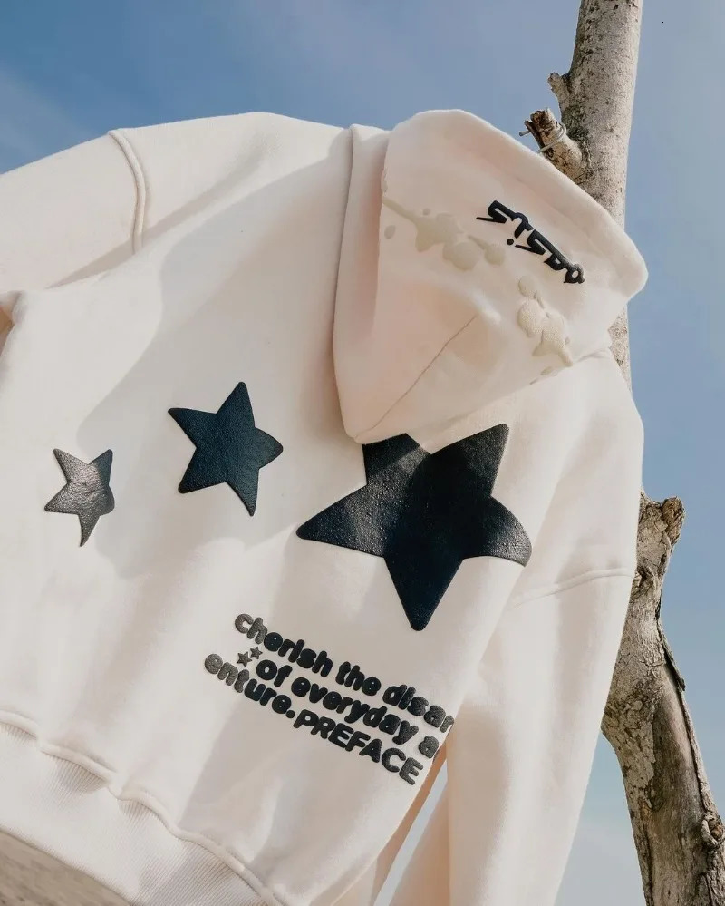 American Letter Star Print Zipper Hoodie Y2K Men and Women Retro Streetwear Loose Fashion Street Couple Casual Jacket 240806