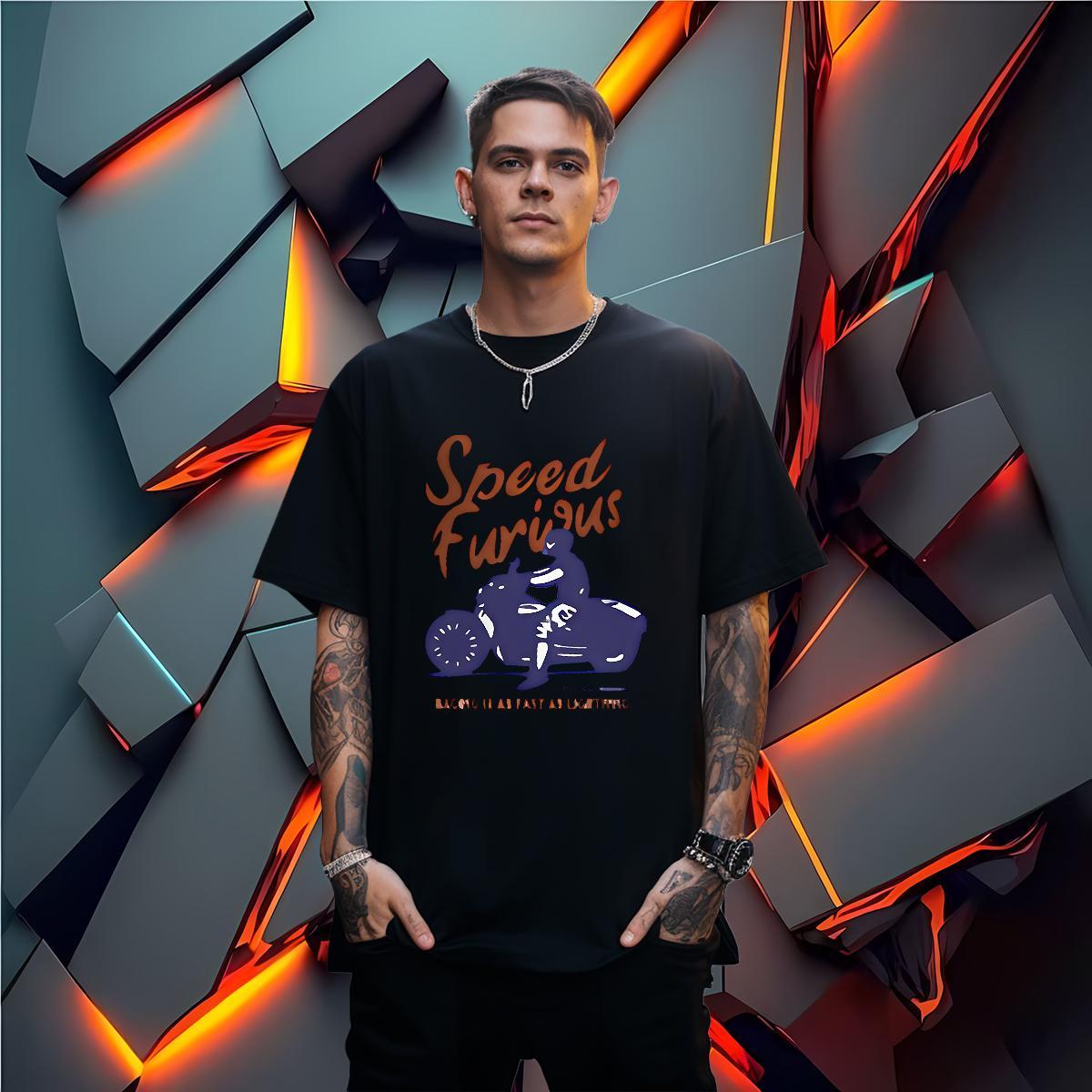 Designer Man T Shirts Motorcycle Tees Shirts 230g Pure Cotton Daily Wear Loose Anime Breathable Crew Neck Men Clothes T-Shirt
