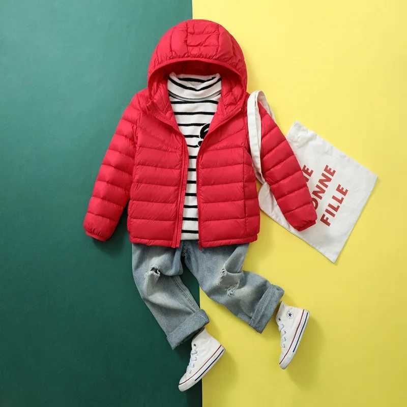 0-10 Childrens Ultra Light Duck Down Jacket 2024 New Autumn Winter Hoodie Boys and Girls Childrens Warm Puff Jacket X2411151