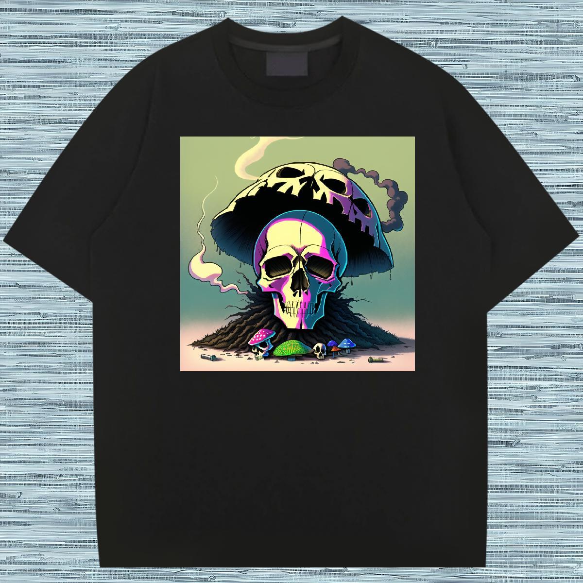 2024 Summer T shirt skull Tees Shirts 100% Cotton 230g Street Casual Cool Custom Anime Pure Cotton Tshirts
