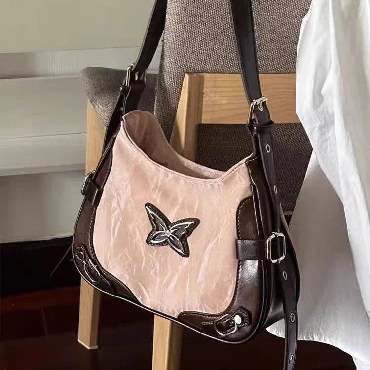 Butterfly Pu Leather Shoulder Bag American Retro Handbag Armpit Bag Storage Bag Tote Womens Bags Purse Tote Bags Purse 240805