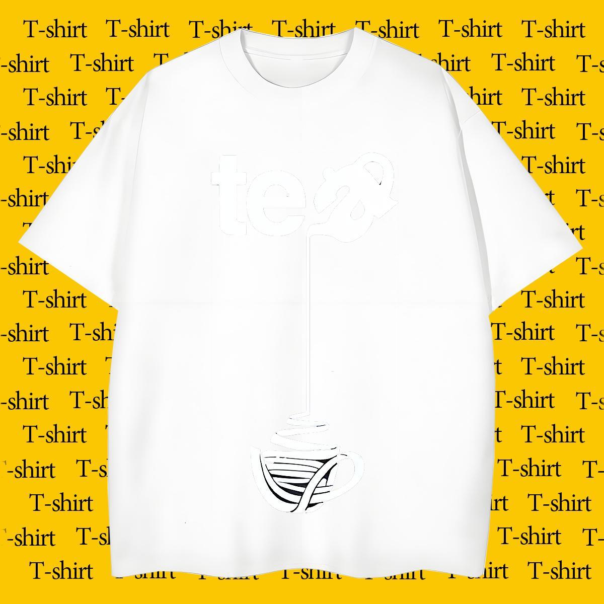 2024 DIY T Shirt For Man letter Polos 230g 100% Cotton Daily Outfit Loose Anime Print Crew Neck Men Tees