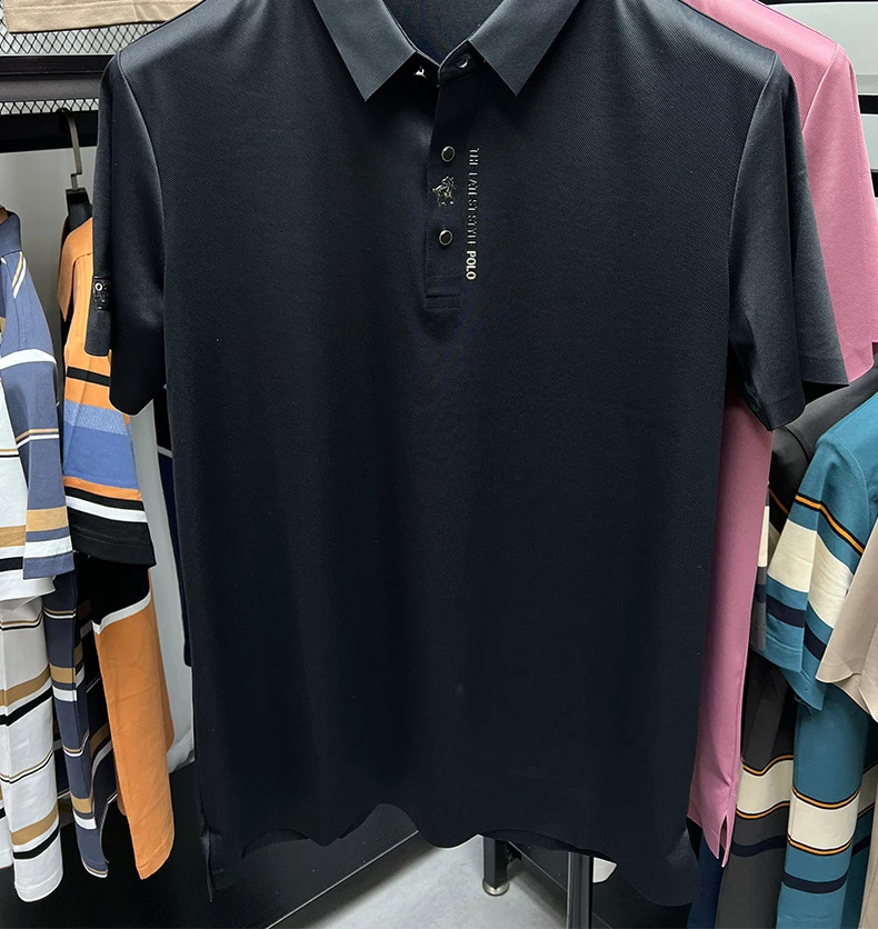 High-End Spring Summer Business High Quality Short Sleeve Polo Shirt Long sleeved Men Fashion Casual No Trace Printing 240806
