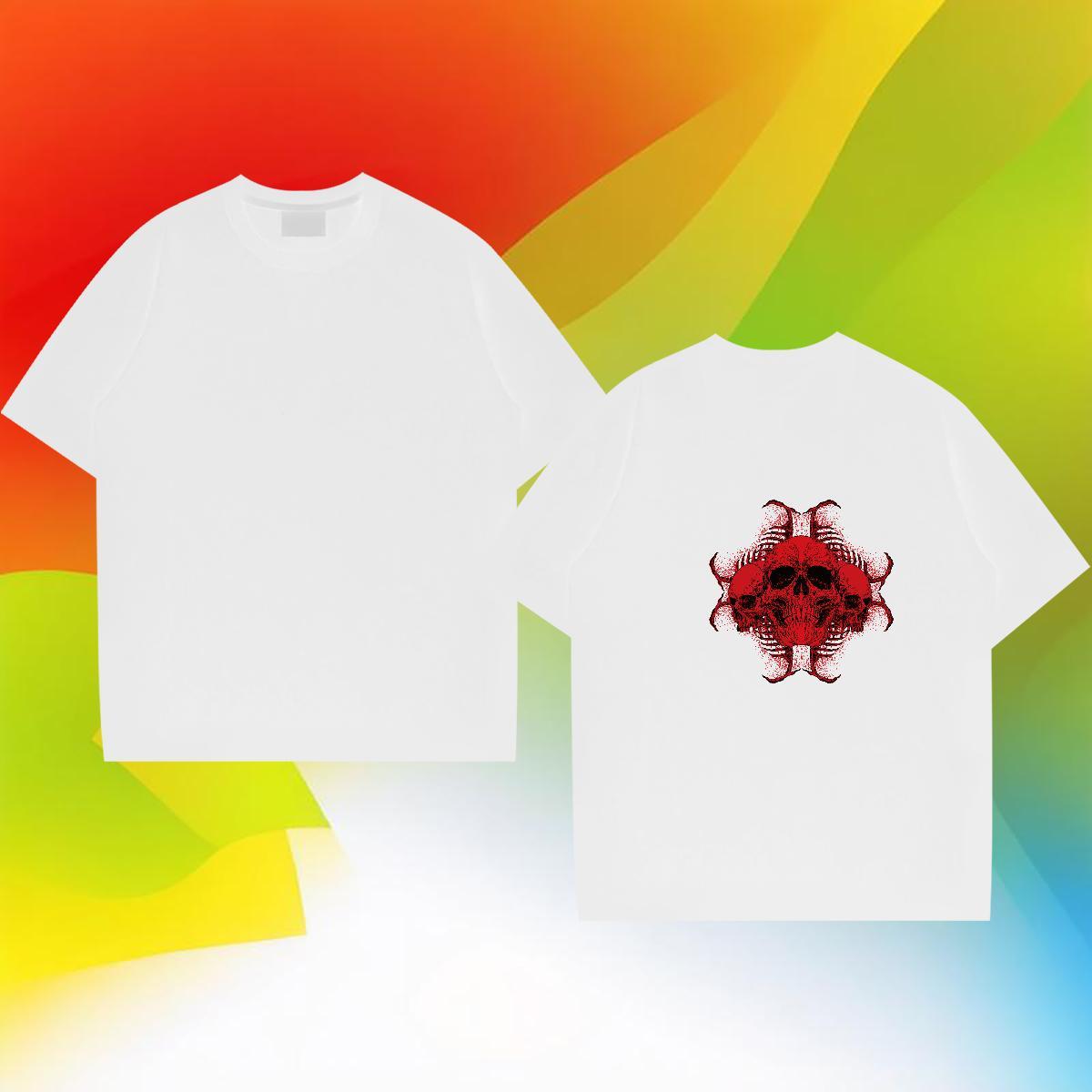 Fashion New Men T Shirts skull Tops Tees 230g Pure Cotton High Street Hip Hop Cool Black Oversized Crew Neck Men Tees