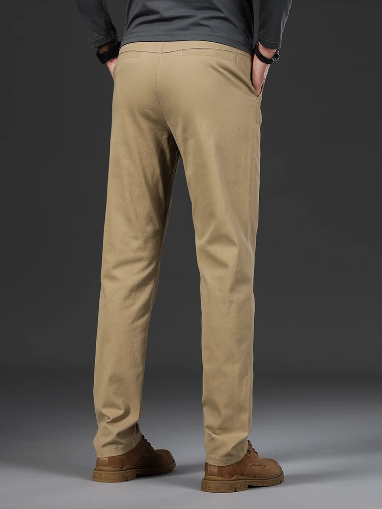 7 Colors 97% Cotton Autumn Mens Business Casual Pants Soft Cozy Fashion Stretch Straight Suit Classic Style Male 240806