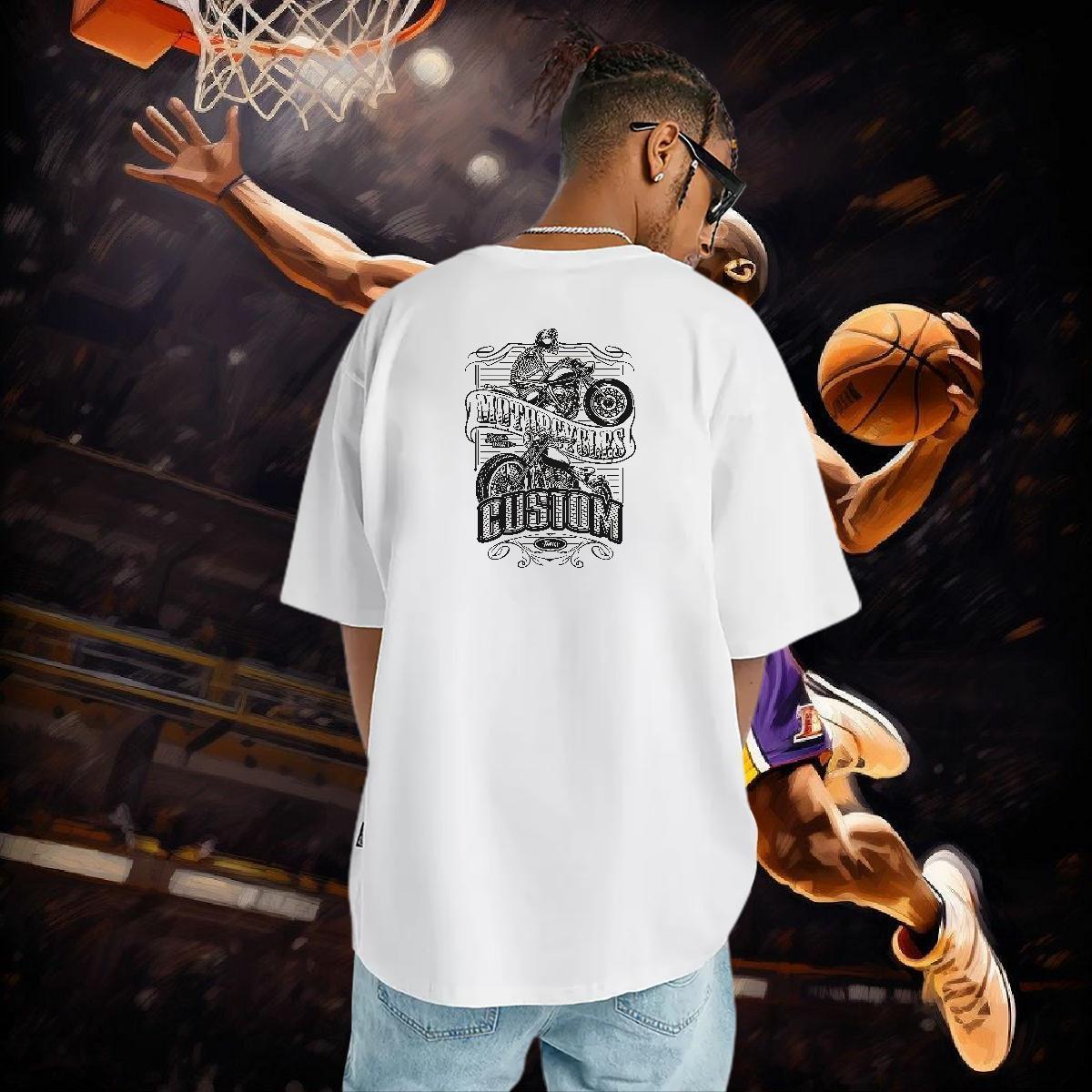 Free Shipping T Shirts Men motorbike Tops Shirt 230g Pure Cotton Casual Brand Plus Size Cartoon Round Neck Short Sleeve Men Clothes T-Shirt