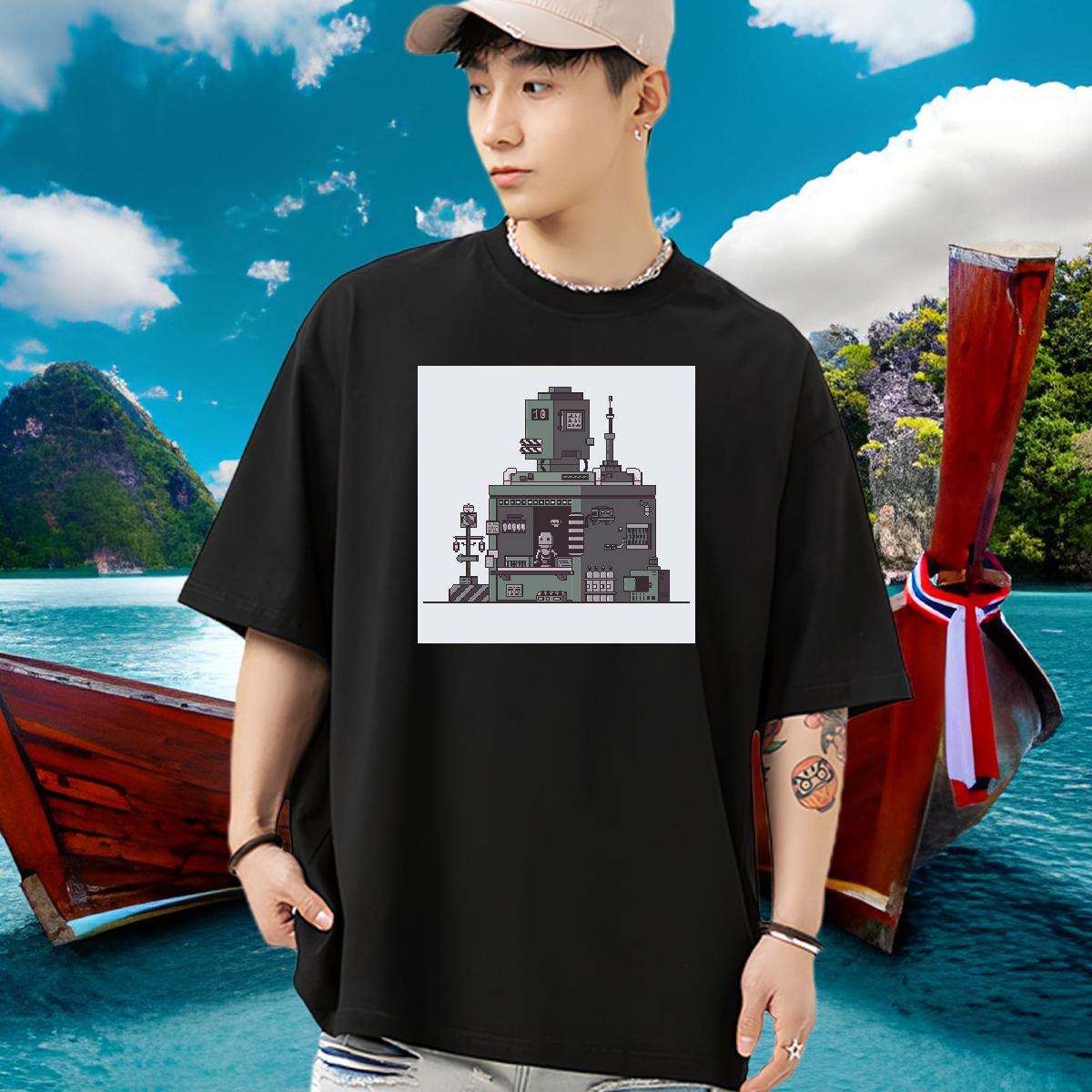 Casual New Men T Shirts robot Clothings 230g 100% Cotton Hip Hop Cool Custom Print Plus Size Short Sleeve O-Neck Men Clothes T-Shirt