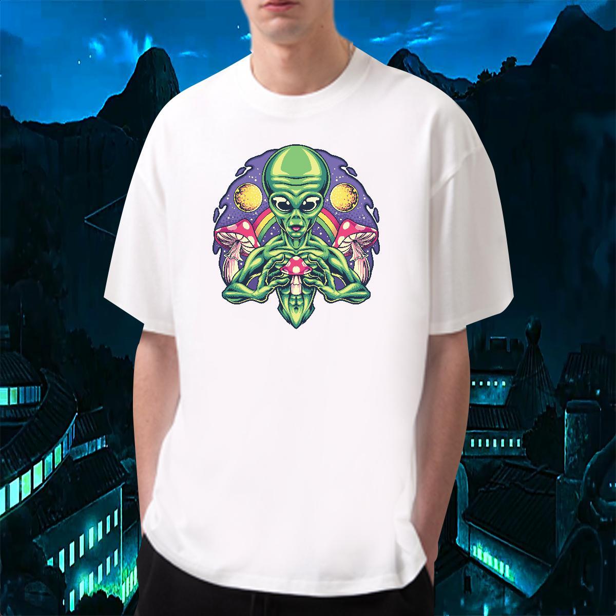 DIY Customized Mens T Shirts ET Tees 100% Cotton 230g Hip Hop Street Brand DIY Logo Oversized Short Sleeve O-Neck Couples T Shirts