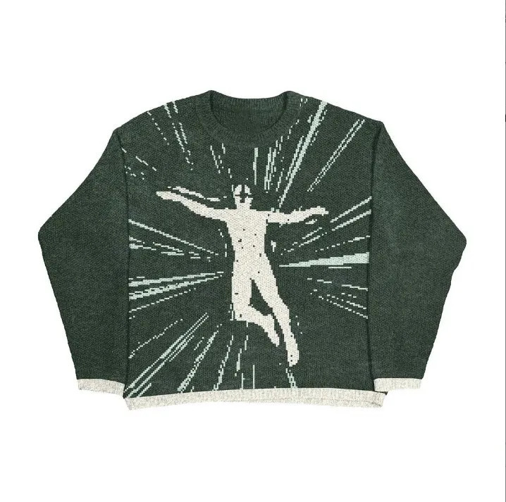 Autumn and Winter Knitwear Sweaters Harajuku Fashion Clothing Knit top Pullover Loose O-neck Gothic Harajuku Street Knit Sweater 240807