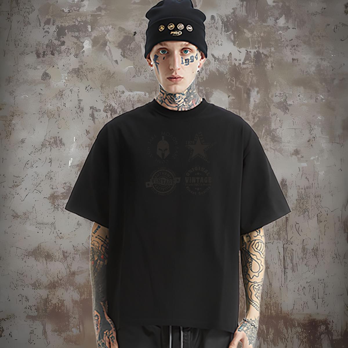 New Arrival T-Shirts for Men letter Tops 230g 100% Cotton Beach High Quality DIY Anime Round Neck Short Sleeve Men Tops Tees