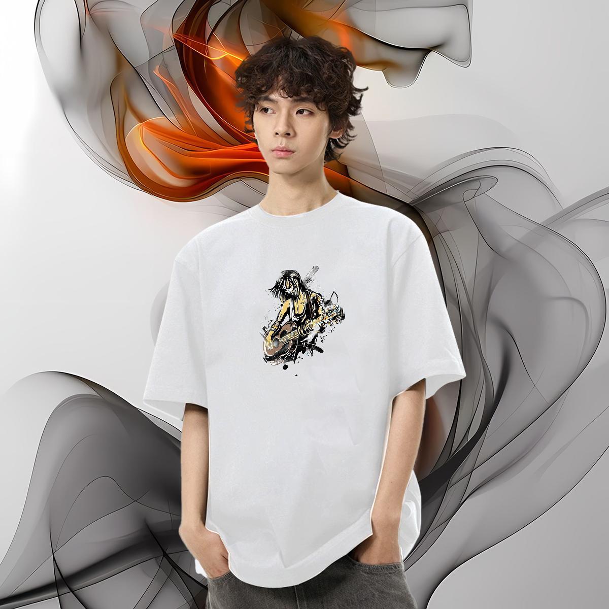 Free Shipping T Shirts Men portrait Polos 230g Pure Cotton Street Wear Loose Custom Cartoon Short Sleeve O-Neck Mens Tshirts