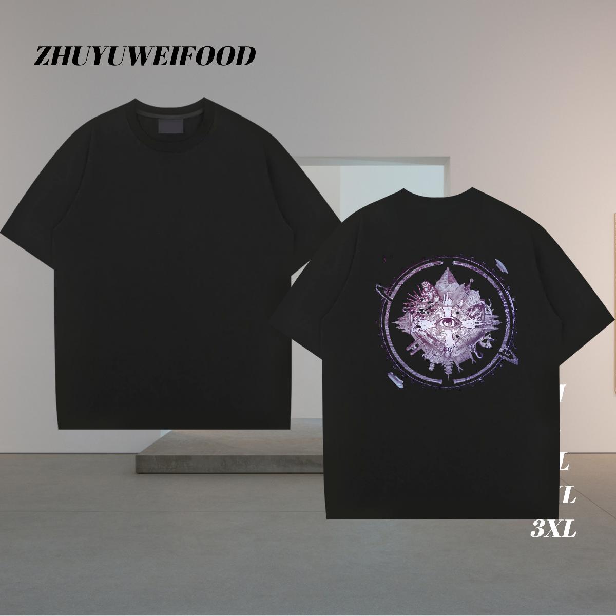 Casual New T-Shirts eye of the devil Tee Shirt 230g 100% Cotton Spring Summer Loose Fit Customized Breathable Soft Men Tees