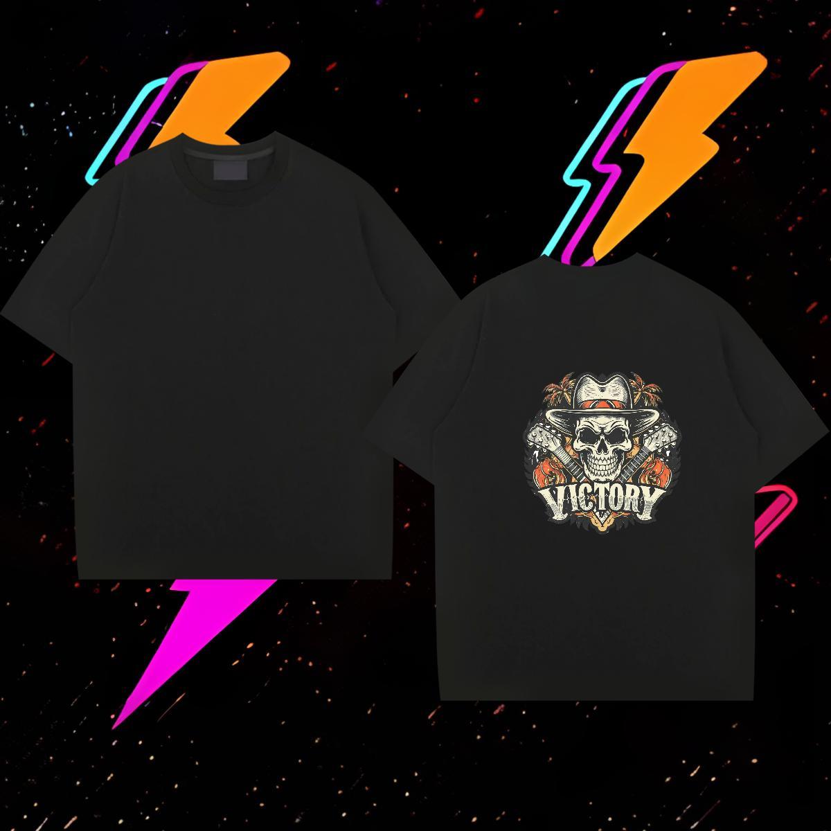 New T-Shirts for Men skull Tops 230g Cotton Outdoor Unisex DIY Anime Pure Cotton Men Tees