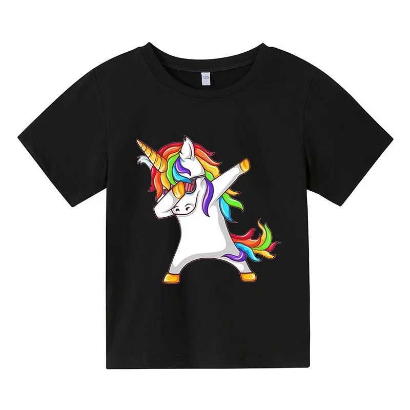 White cartoon Girl T-shirt Birthday Name T-shirt Baby Boy Childrens Top Childrens Cat and Horse ClothingW240718