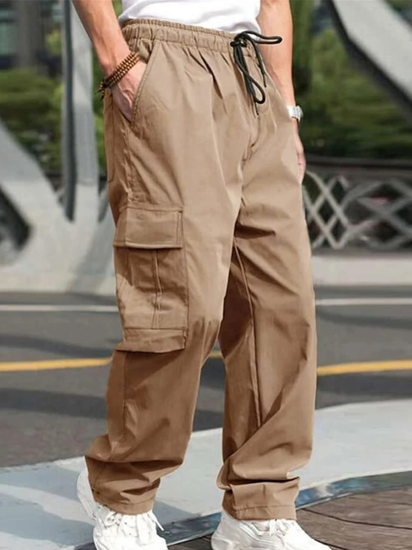 Streetwear Hip Hop Joggers Cargo Pants Men MultiPocket Elastic Waist Harem Trousers Male Harajuku Casual Woman Sweatpants 240806
