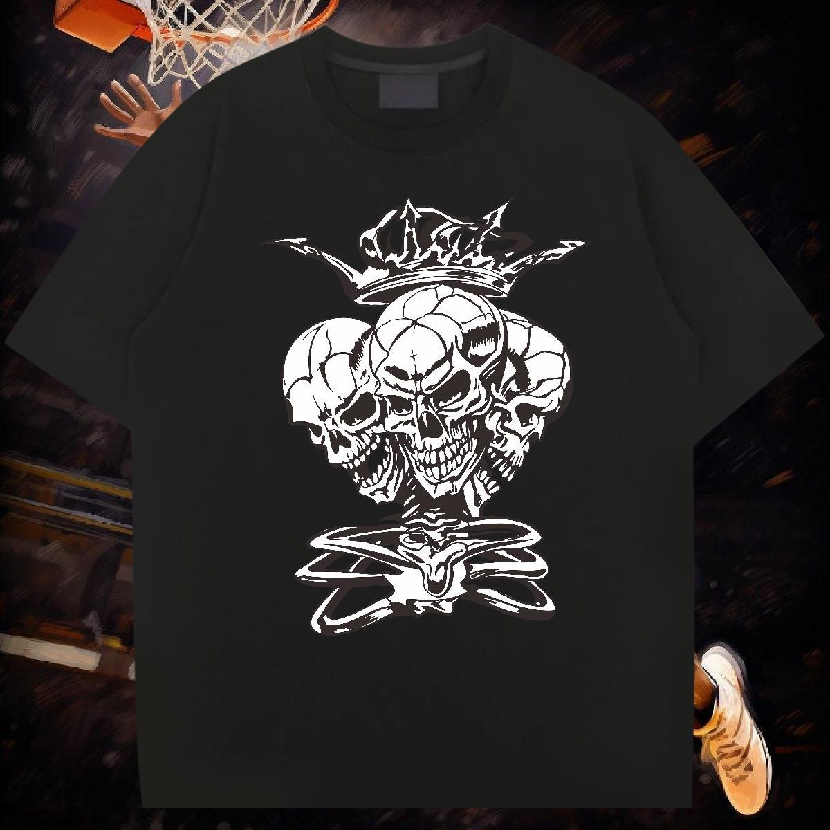 2024 Designer Mens T Shirts skull Tshirts 230g Cotton Sports Casual TOP Quality Cartoon Print Short Sleeve O-Neck Men Clothes T-Shirt
