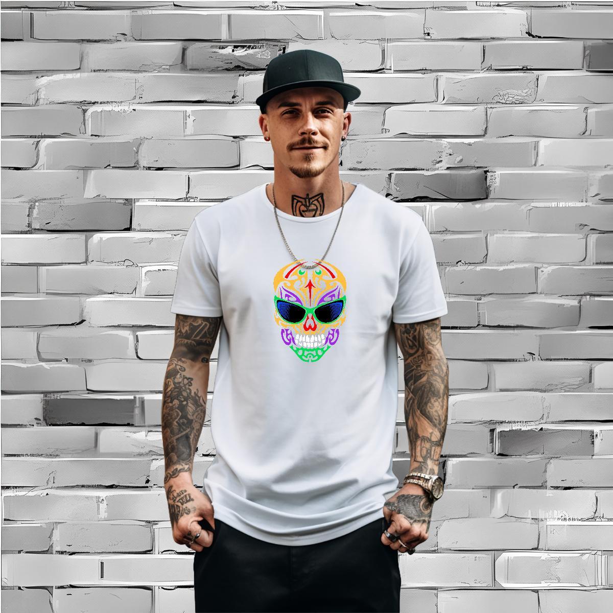 Custom Mens T Shirts skull Tops Shirt 230g Pure Cotton Anime Printing Street TOP Quality Custom Print Plus Size Short Sleeve O-Neck Men Tops Tees