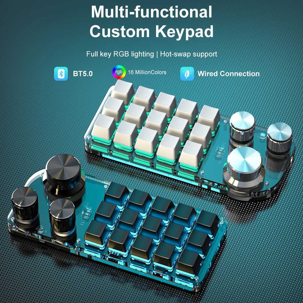 15 Key 3 Knob Programming Custom Macro Keyboard RGB Mechanical Keyboard For Mechanical Hotswap Macropad Photoshop Gaming KeypadM240715
