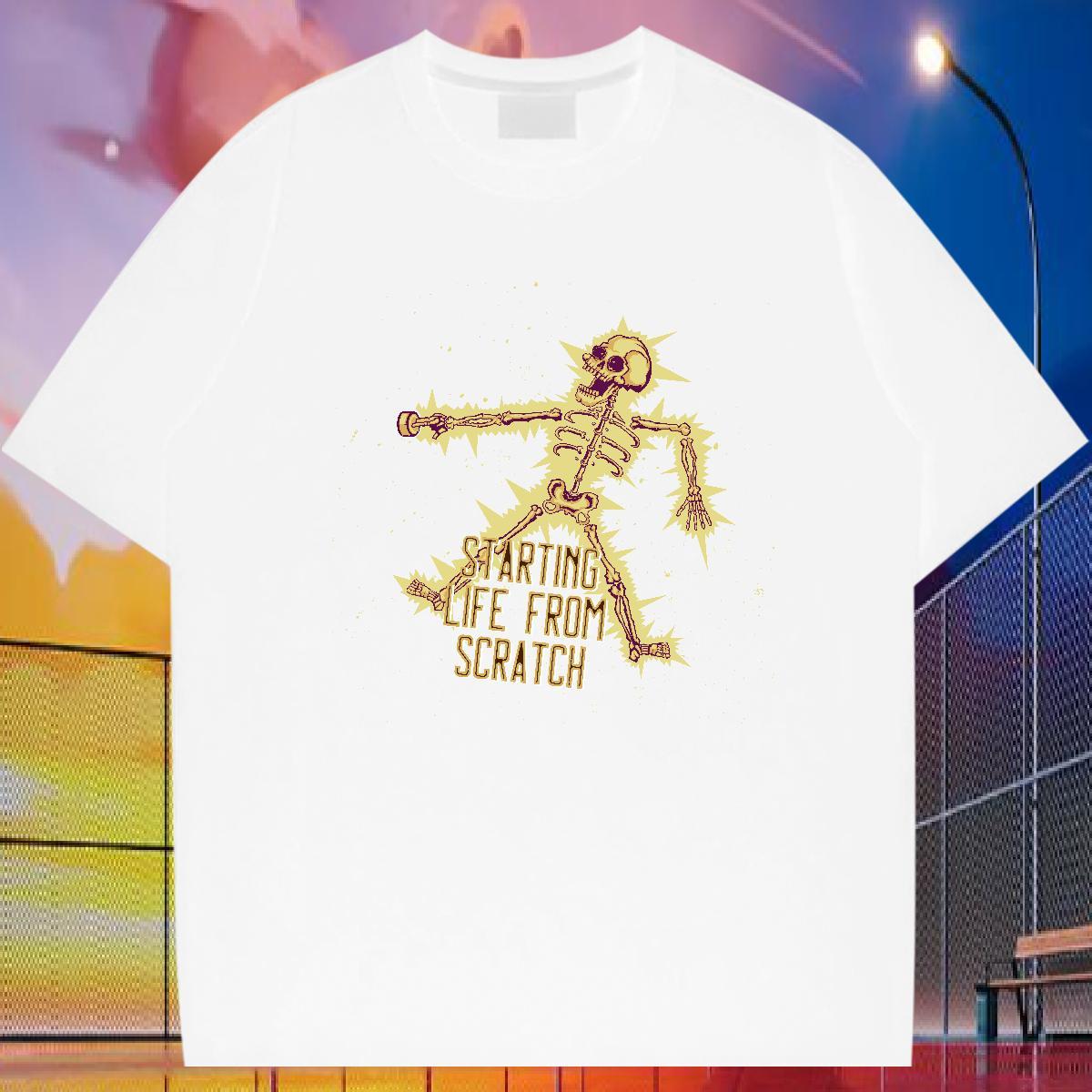 Custom T Shirt For Man skull Clothes 230g Pure Cotton Daily Wear Popular Plus Size Cartoon Crew Neck Men Clothes T-Shirt