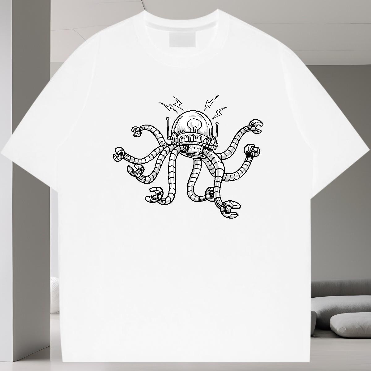 New Arrival Man T Shirts robot Tees 230g Cotton Sports Casual Classic Custom Cartoon Breathable Soft Couples T Shirts
