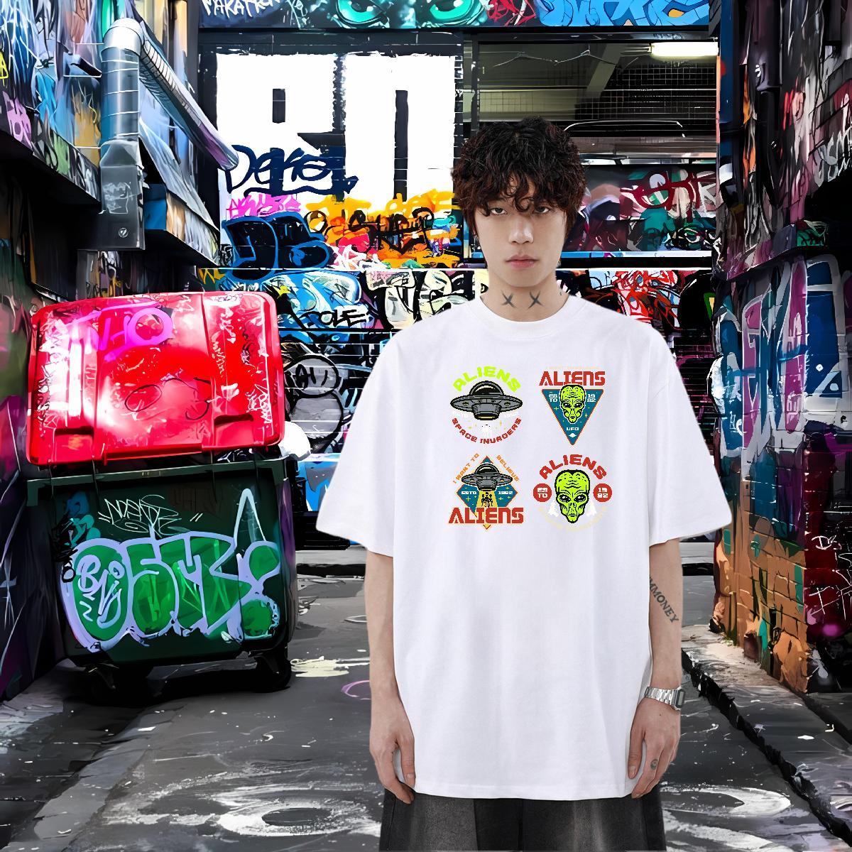 Brand T Shirts Men ET Tee Shirt 230g 100% Cotton Spring Summer Wholesale Graphic Breathable Short Sleeve Couples T Shirts