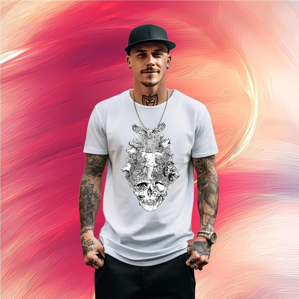 Casual New Mens T Shirts skull Tops 230g Cotton Street Wear Soft Custom Printing Breathable Soft Men Tops Tees