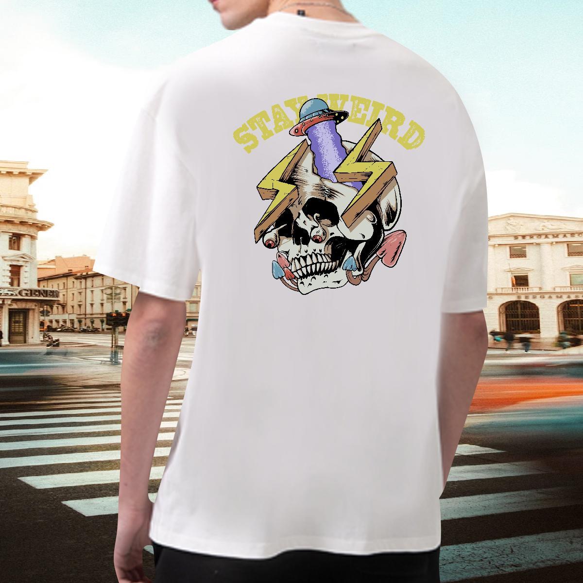Wholesale T-Shirts for Men skull Tees 230g Cotton Beach Free Shipping Cartoon Printing L-4XL Breathable Short Sleeve Men Tshirts