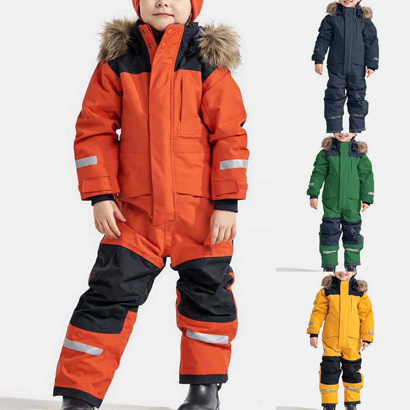 Children Snowsuits Ski Jumpsuit Ski Suit Boys Girls Winter Warm Outdoor Fleece Overalls Windproof Kids Skiing Snowboarding Suit Y240803