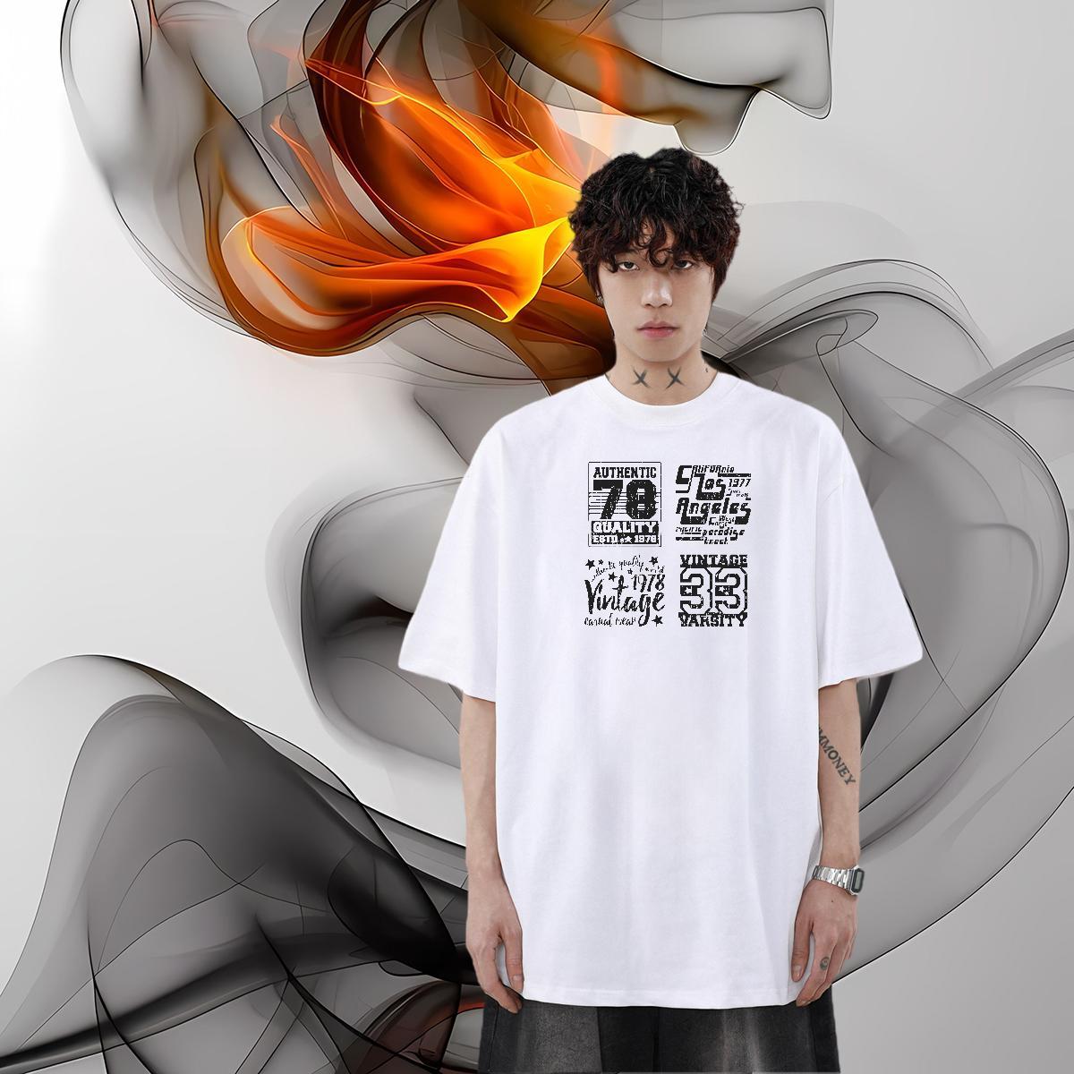 New Designer Mens T Shirts letter Tee Shirt 230g 100% Cotton Beach Loose DIY Printed Breathable Crew Neck Men Tops Tees