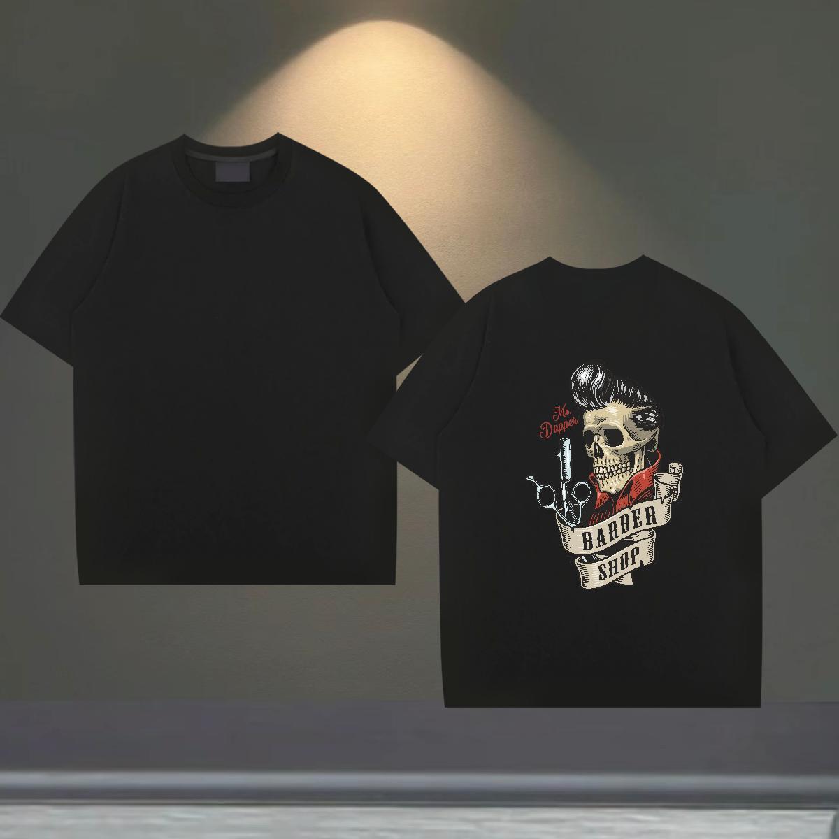 Fashion New Mens T Shirts skull Top Tees 230g Pure Cotton High Street Hip Hop Soft Plus Size Custom Short Sleeve Soft Men Clothes T-Shirt