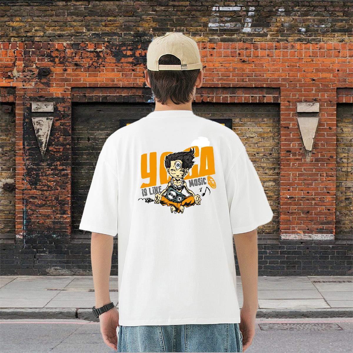 Classic Casual Men T Shirts portrait Clothes 230g Pure Cotton Anime Printing Street Designer Custom Big Size Short Sleeve Soft Men Tops Tees