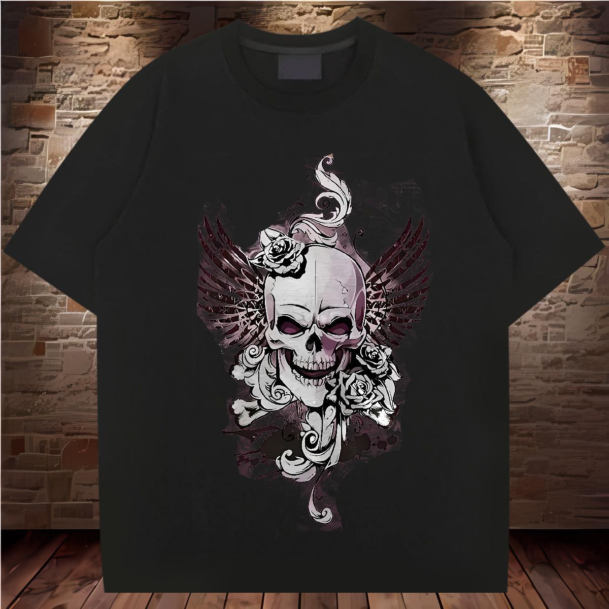 Factory Direct Man T Shirts skull Polos 230g Cotton Street wear Hip Hop Cool Design DIY Anime Breathable Short Sleeve Men Clothes T-Shirt