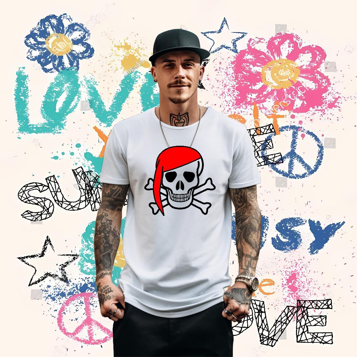 Classic Man T Shirts skull Tshirts 230g 100% Cotton Casual Daily Wear TOP Quality Anime Print Pure Cotton Tshirt for Man Woman