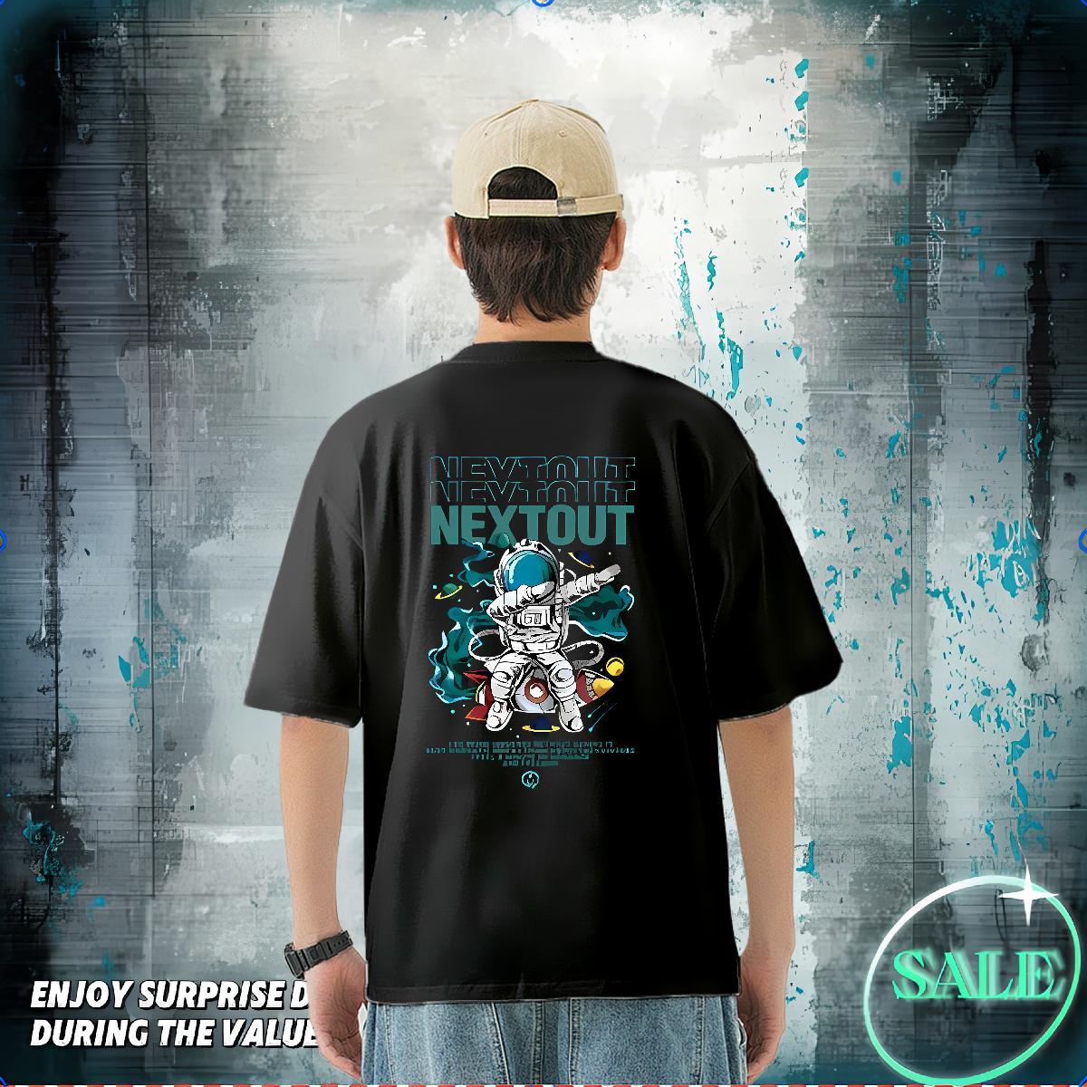Custom Mens T Shirts spaceman Tee Shirt 100% Cotton 230g Street Casual Cool Design Custom Printed Breathable Soft Men Tshirts