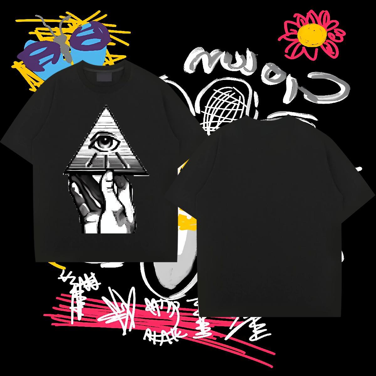 Factory Direct T Shirts Men eye of the devil Tee Shirt 230g Cotton Casual Beach Classic Oversized O-Neck Short Sleeve Couples T Shirts