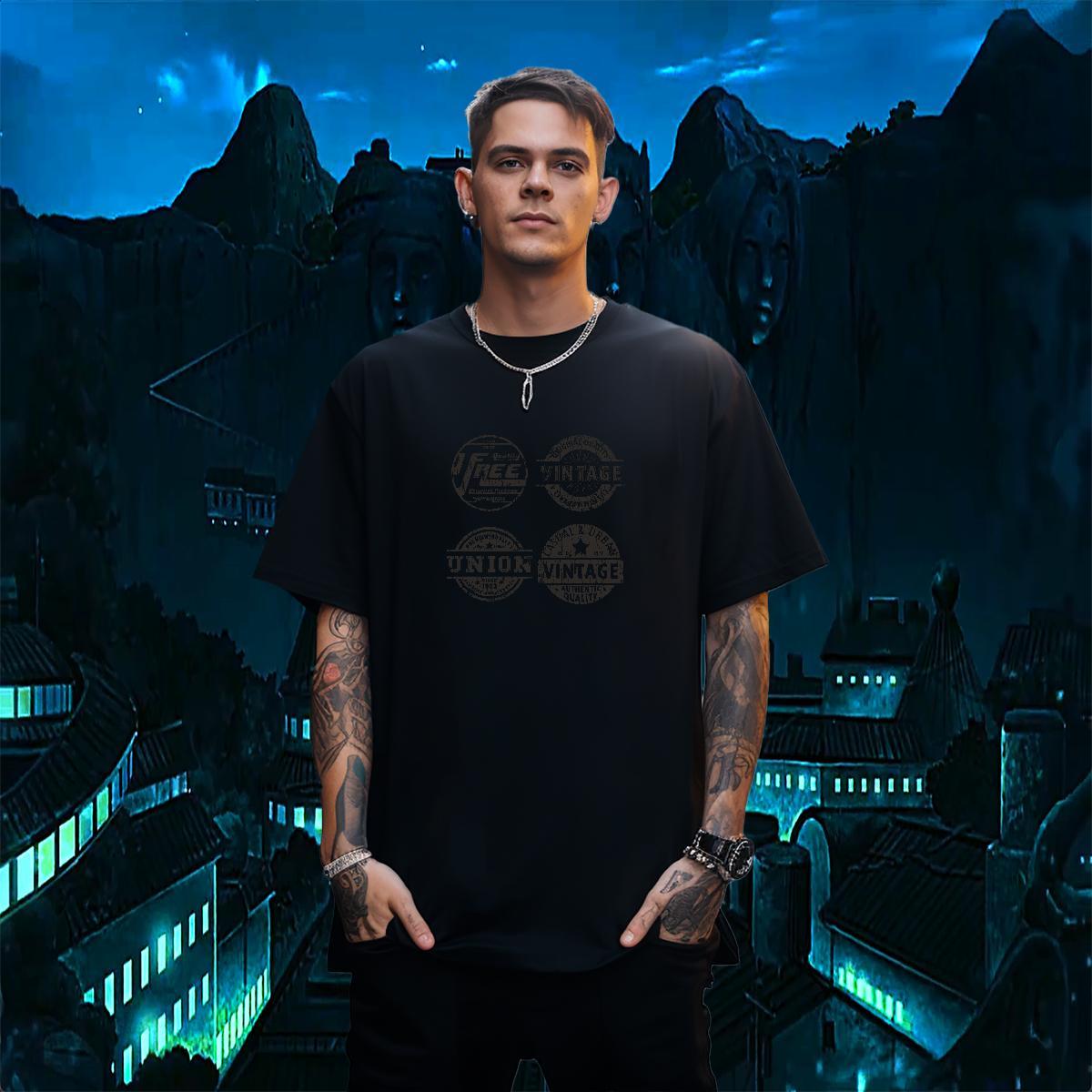 2024 DIY Mens T Shirts letter Clothes 100% Cotton 230g Street Casual Cool DIY Anime Short Sleeve Soft Men Clothes T-Shirt