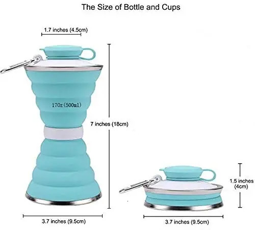 500ml Foldable Non Bisphenol A Portable Reusable Leak proof Food Grade Silicone Sports Travel Water Bottle Cup Z260202