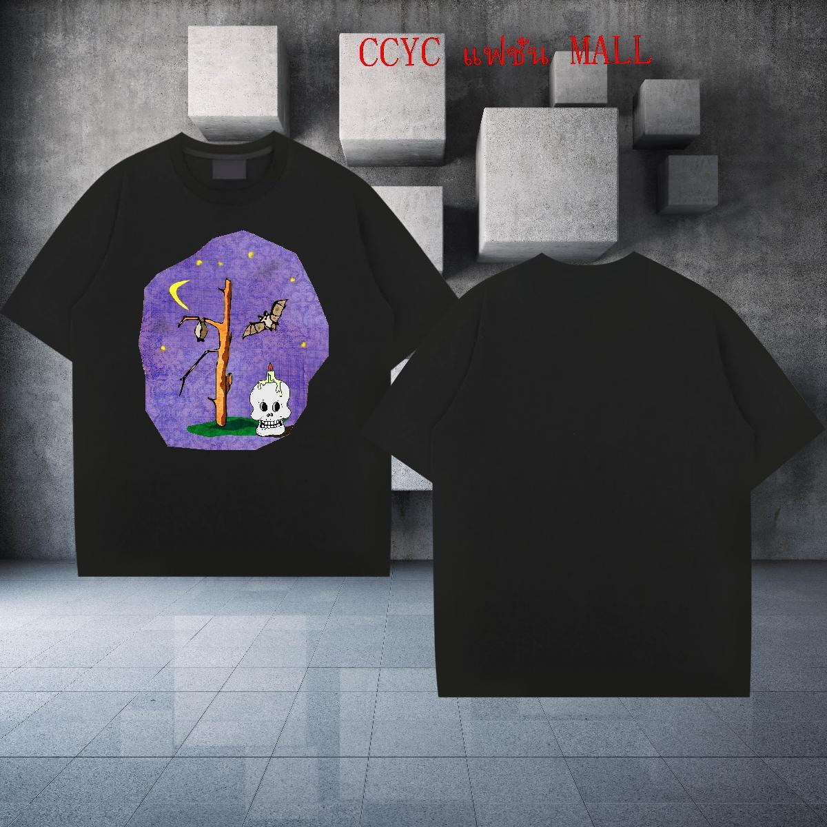 New Mens T Shirts skull Tshirts 230g Pure Cotton Casual Brand Anime Print Breathable Crew Neck Men Clothes T-Shirt