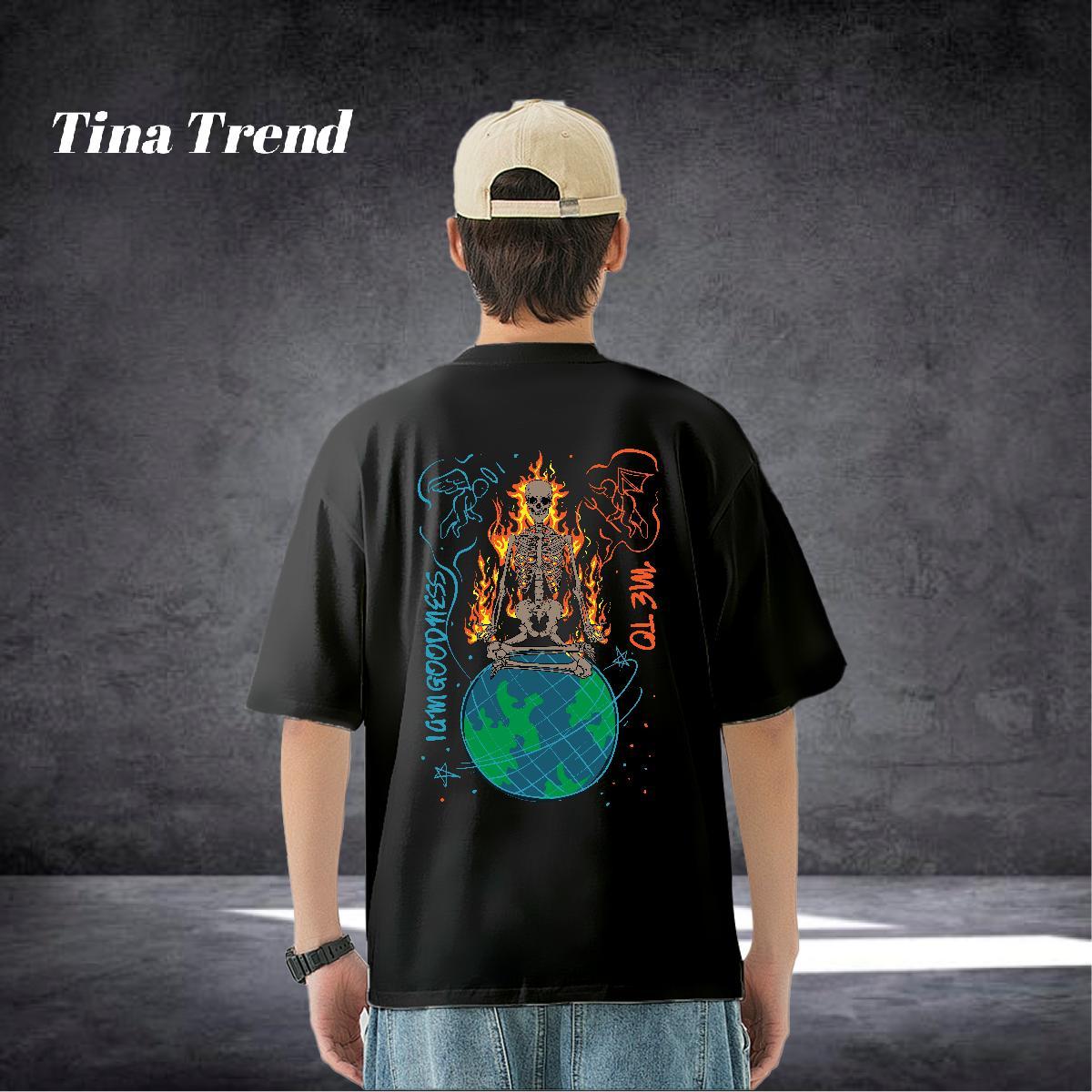 2024 T-Shirts skull Tops Shirt 100% Cotton 230g Outdoor Brand DIY Printed Breathable Short Sleeve Tshirts
