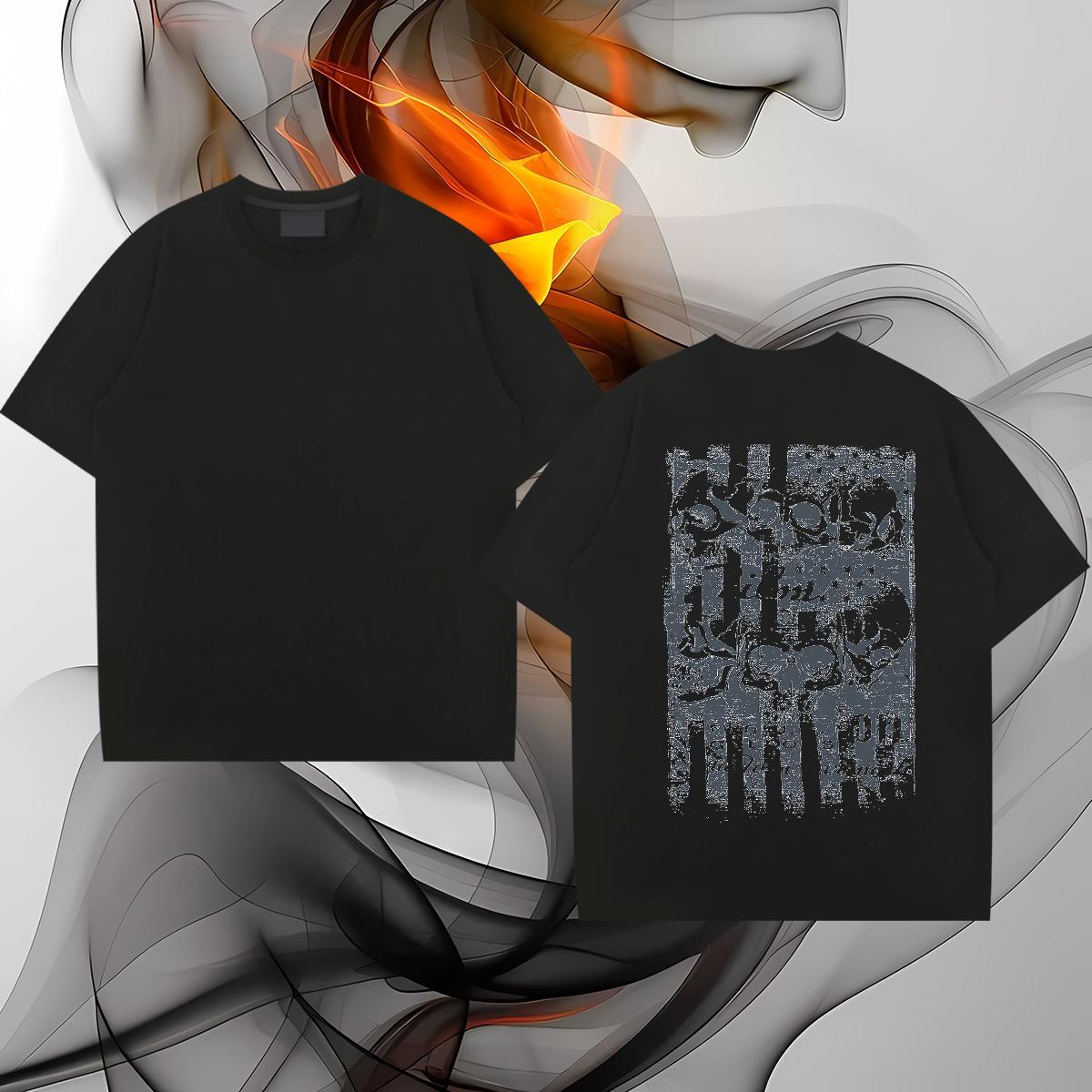 Designer Fashion T Shirt For Man skull Polos 230g 100% Cotton Casual Beach Loose Fit DIY Printed Crew Neck Breathable Men Tees