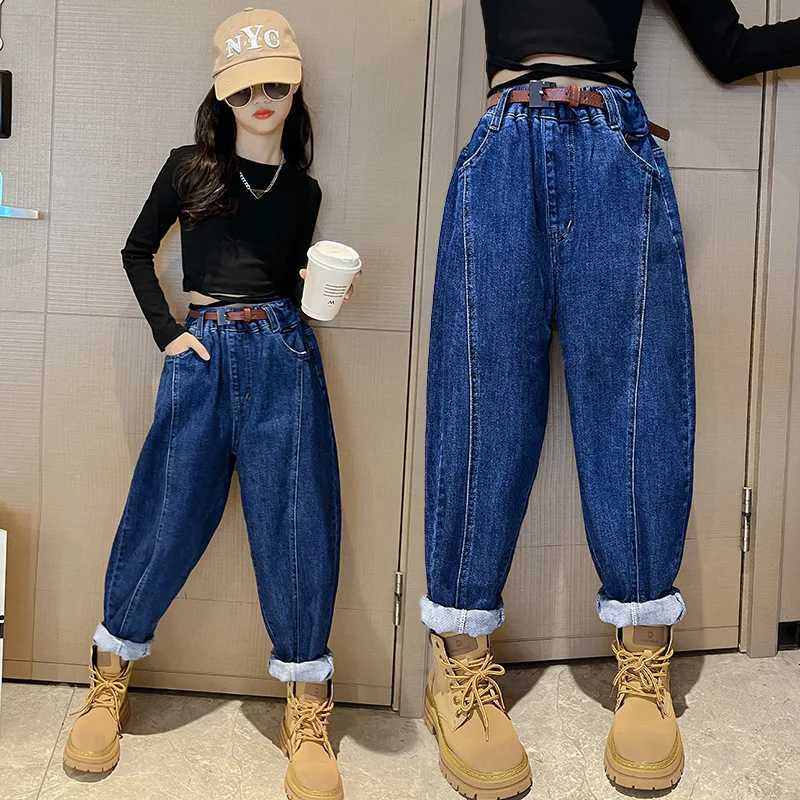 Jeans Teenage Jeans Girls Denim Harem Pants Casual Style Kids High Quality Spring Autumn Unisex Childrens Clothes 6 8 10 12 14Years