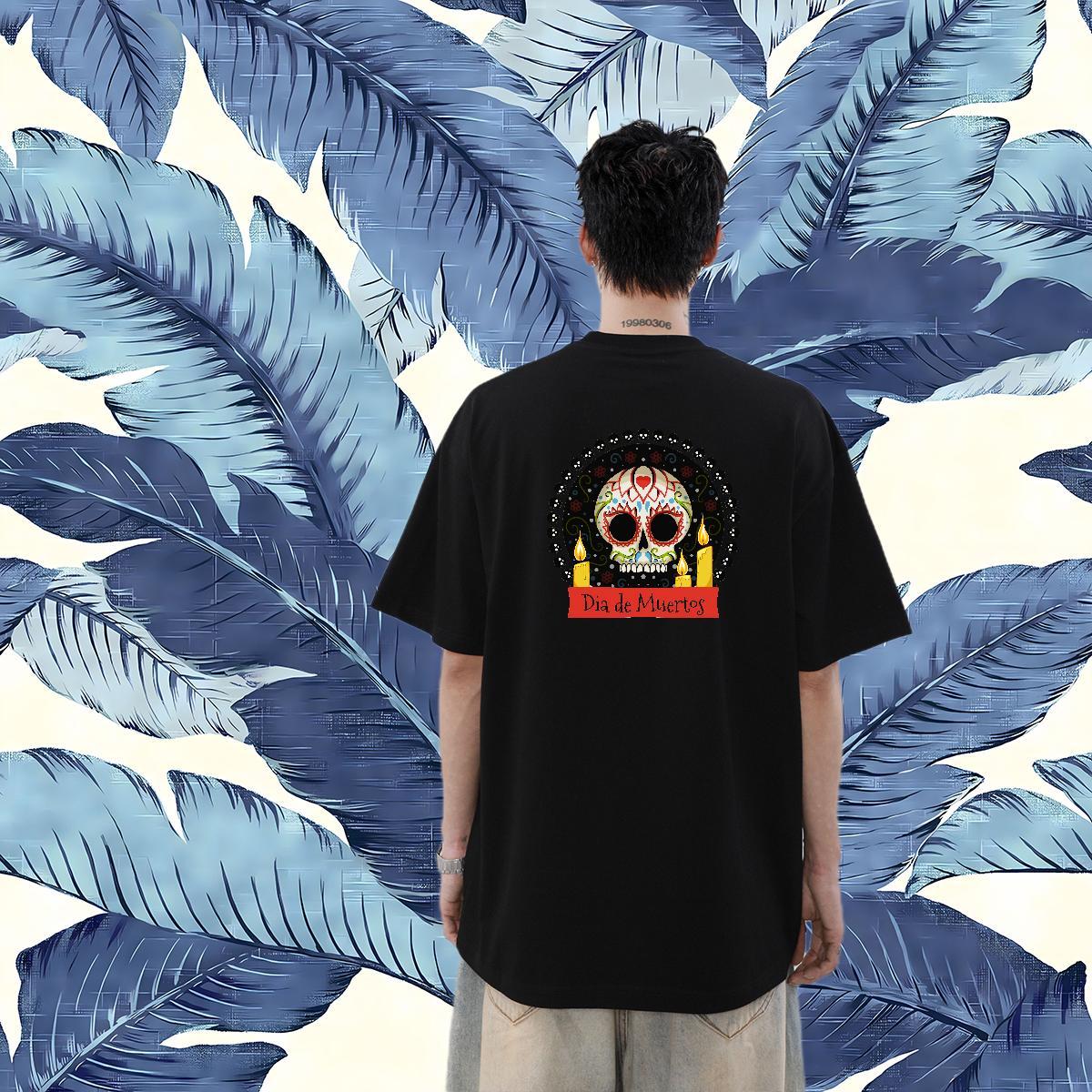 2024 New T-Shirts skull Tshirts 230g 100% Cotton Hip Hop Soft Plus Size Cartoon O Neck Short Sleeves Tshirt for Man Woman