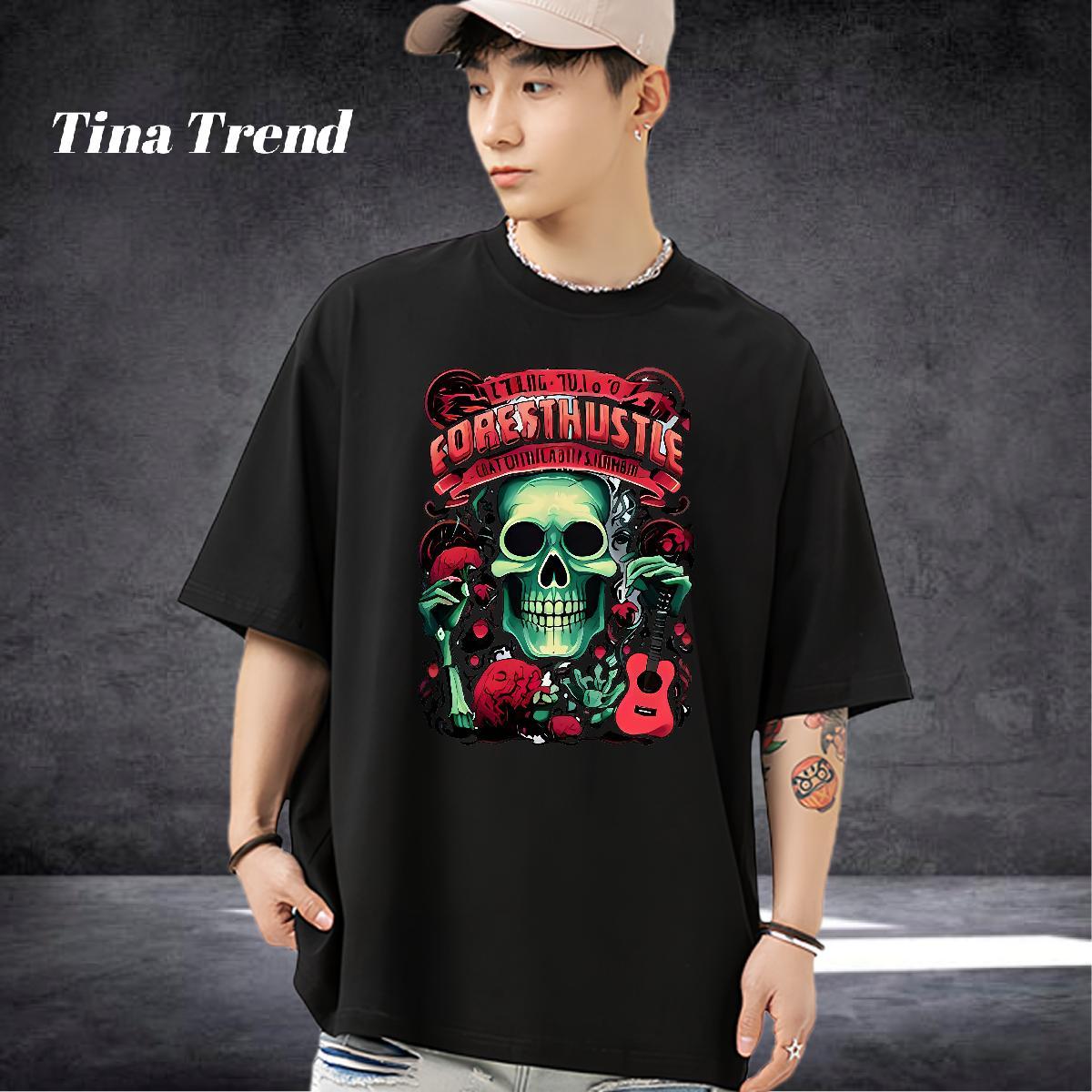 2024 Designer Man T Shirts guitar Tees 230g Cotton Street Wear Wholesale Anime Print Breathable Short Sleeve Mens Tshirts