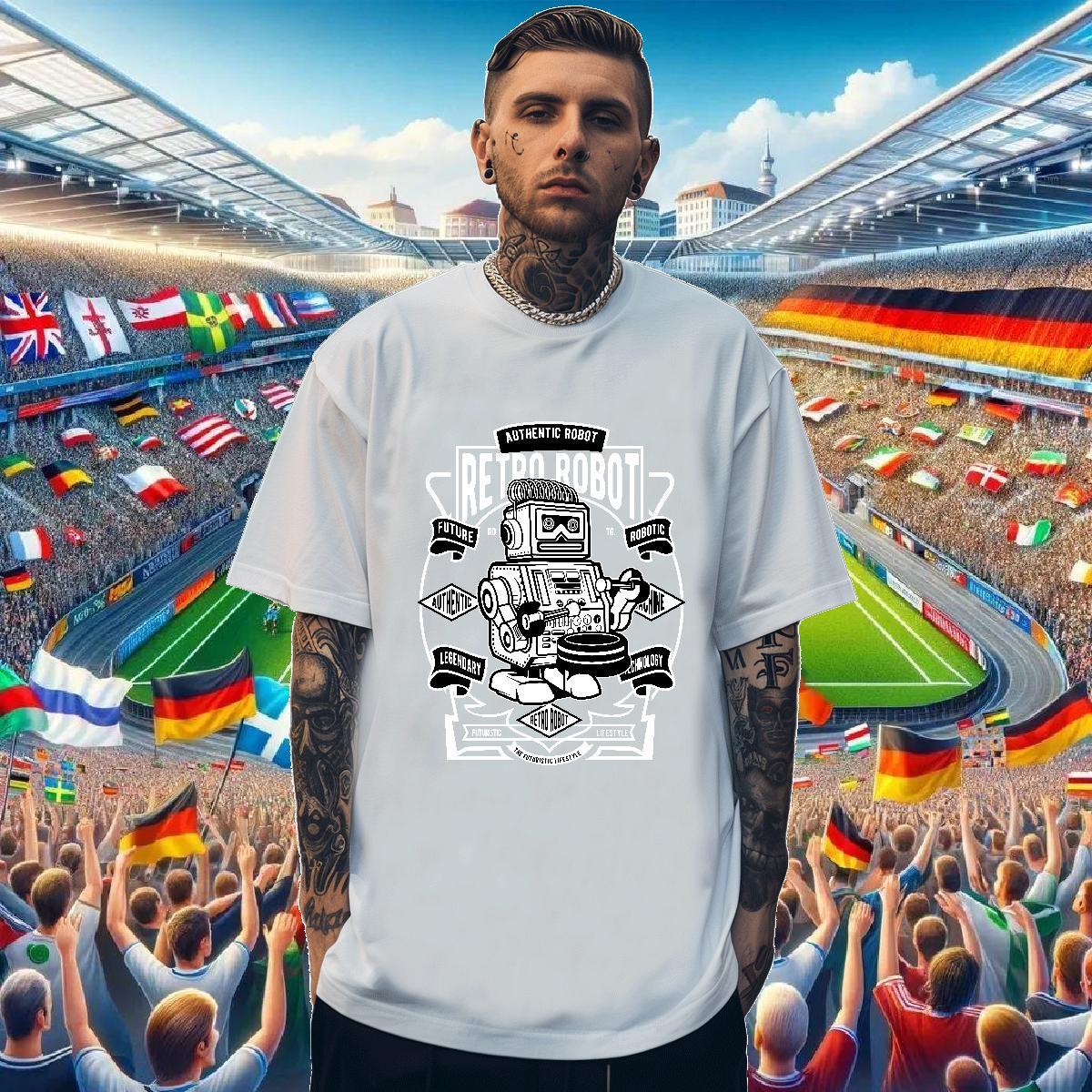 Custom T shirt robot Clothings 230g Cotton Daily Wear Cool Custom Printing O Neck Short Sleeves Tshirt for Man Woman