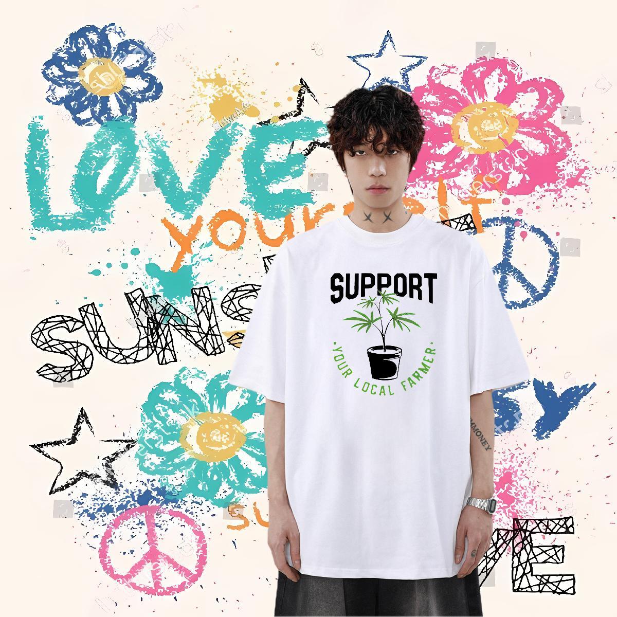 Fashion Casual T Shirts Men letter Tshirts 230g 100% Cotton Street Wear TOP Quality Plus Size Custom Short Sleeve Soft Tshirt for Man Woman