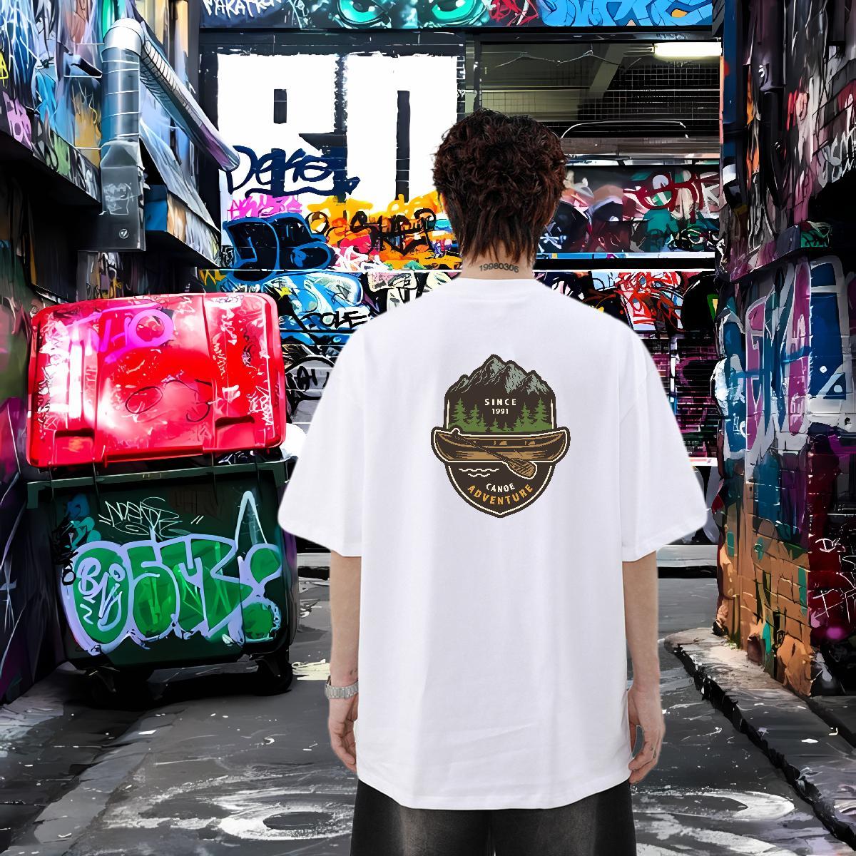 Custom T shirt letter Tops 230g Pure Cotton Summer Casual Wholesale Floral Print Breathable Soft Men Clothes T-Shirt